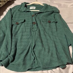 BUCKETLIST Green Oversized Button-Up Shirt